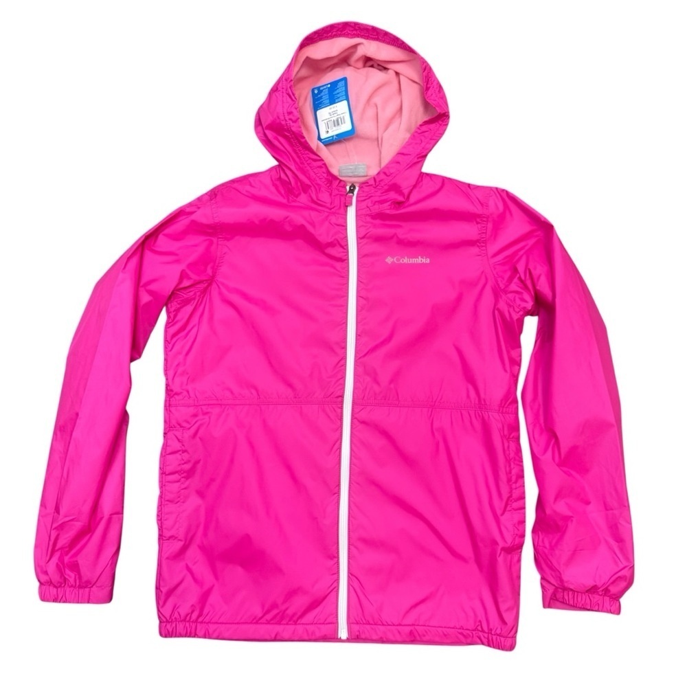 Columbia Girls XL (18/20) Pink Fleece-Lined Hooded Windbreaker Jacket NWT